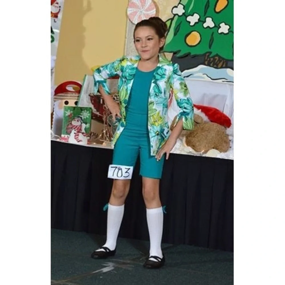 Girls Teal Romper Outfit Floral‎ Jacket Set Party Special Occasion